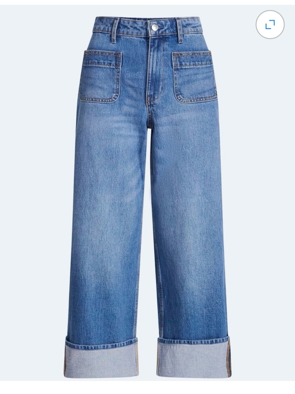 High-Rise Wide-Leg Crop Jeans in Medium Blue